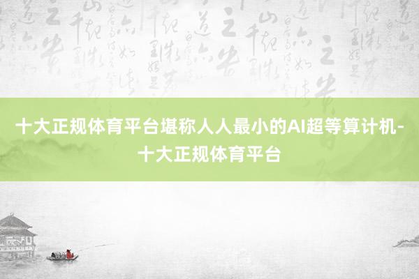 十大正规体育平台堪称人人最小的AI超等算计机-十大正规体育平台
