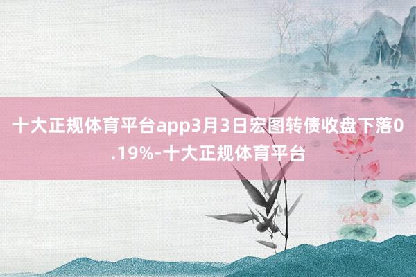 十大正规体育平台app3月3日宏图转债收盘下落0.19%-十大正规体育平台