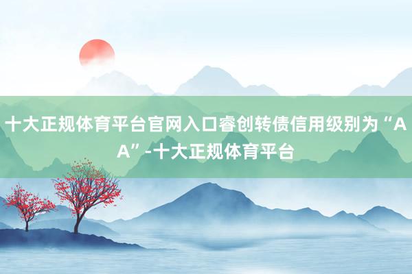 十大正规体育平台官网入口睿创转债信用级别为“AA”-十大正规体育平台