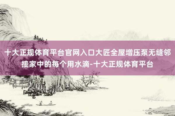 十大正规体育平台官网入口大匠全屋增压泵无缝邻接家中的每个用水滴-十大正规体育平台