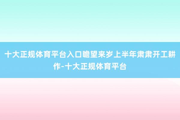 十大正规体育平台入口瞻望来岁上半年肃肃开工耕作-十大正规体育平台