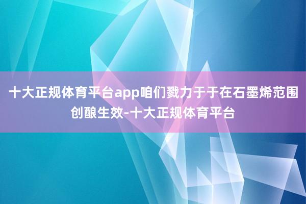 十大正规体育平台app咱们戮力于于在石墨烯范围创酿生效-十大正规体育平台