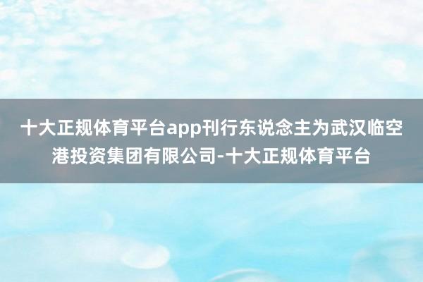 十大正规体育平台app刊行东说念主为武汉临空港投资集团有限公司-十大正规体育平台