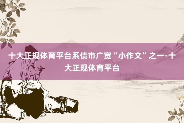 十大正规体育平台系债市广宽“小作文”之一-十大正规体育平台