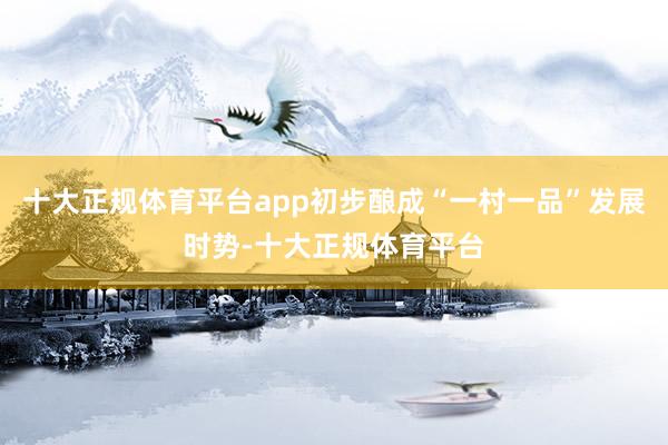 十大正规体育平台app初步酿成“一村一品”发展时势-十大正规体育平台