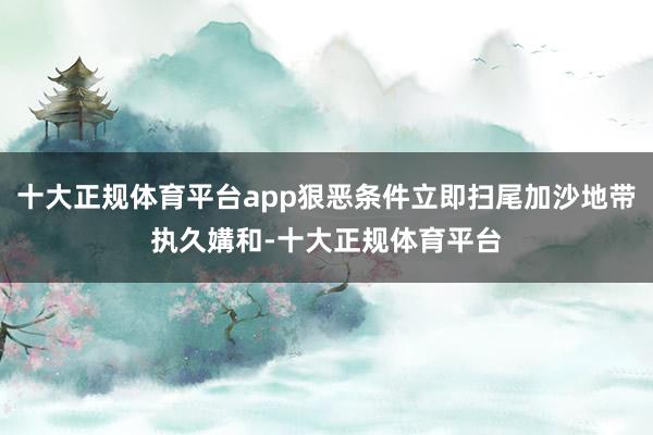 十大正规体育平台app狠恶条件立即扫尾加沙地带执久媾和-十大正规体育平台